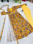 FASHIONABLE COTTON DIGITAL PRITN MIRROR WORK GOWN BOTTOM WITH DUPATTA FESTIVAL WEAR WHOLESALE PRICE ETHNIC GARMENT (2)