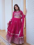 FASHIONABLE GEORGETTE EMBROIDERY SEQUENCE WORK LEHENGA CHOLI WITH DUPATTA PARTY WEAR WHOLESALE PRICE ETHNIC GARMENT (14)