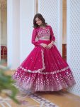 FASHIONABLE GEORGETTE EMBROIDERY SEQUENCE WORK LEHENGA CHOLI WITH DUPATTA PARTY WEAR WHOLESALE PRICE ETHNIC GARMENT (14)