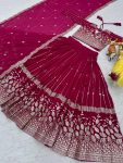 FASHIONABLE GEORGETTE EMBROIDERY SEQUENCE WORK LEHENGA CHOLI WITH DUPATTA PARTY WEAR WHOLESALE PRICE ETHNIC GARMENT (14)