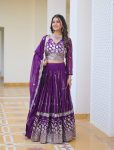 FASHIONABLE GEORGETTE EMBROIDERY SEQUENCE WORK LEHENGA CHOLI WITH DUPATTA PARTY WEAR WHOLESALE PRICE ETHNIC GARMENT (2)