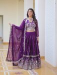 FASHIONABLE GEORGETTE EMBROIDERY SEQUENCE WORK LEHENGA CHOLI WITH DUPATTA PARTY WEAR WHOLESALE PRICE ETHNIC GARMENT (2)