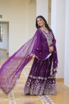 FASHIONABLE GEORGETTE EMBROIDERY SEQUENCE WORK LEHENGA CHOLI WITH DUPATTA PARTY WEAR WHOLESALE PRICE ETHNIC GARMENT (2)