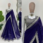 FASHIONABLE GEORGETTE THREAD SEQUENCE WORK SAREE WITH UNSTITCHED BLOUSE FESTIVAL WEAR WHOLESALE PRICE ETHNIC GARMENT (3)