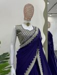 FASHIONABLE GEORGETTE THREAD SEQUENCE WORK SAREE WITH UNSTITCHED BLOUSE FESTIVAL WEAR WHOLESALE PRICE ETHNIC GARMENT (3)