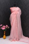 FASHIONABLE ORGANZA SILK EMBROIDERY SEQUENCE WORK SAREE WITH UNSTITCHED BLOUSE FESTIVAL WEAR WHOLESALE PRICE ETHNIC GARMENT (4)