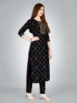 FASHIONABLE RAYON FOIL PRINT WITH EMBROIDERY WORK KURTI WITH BOTTOM CASUAL WEAR WHOLESALE PRICE ETHNIC GARMENT (7)