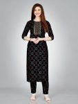 FASHIONABLE RAYON FOIL PRINT WITH EMBROIDERY WORK KURTI WITH BOTTOM CASUAL WEAR WHOLESALE PRICE ETHNIC GARMENT (7)