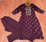 FASHIONABLE RAYON FOIL PRINT WITH EMBROIDERY WORK KURTI WITH BOTTOM CASUAL WEAR WHOLESALE PRICE ETHNIC GARMENT (2)