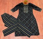 FASHIONABLE RAYON FOIL PRINT WITH EMBROIDERY WORK KURTI WITH BOTTOM CASUAL WEAR WHOLESALE PRICE ETHNIC GARMENT (7)
