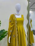 FASHIONABLE ROMAN SILK PLAIN GOWN WITH THREAD SEQUENCE WORK DUPATTA PARTY WEAR WHOLESALE PRICE ETHNIC GARMENT (3)