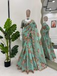 FASHIONABLE TABBY SILK THREAD SEQUENCE WORK SAREE WITH UNSTITCHED BLOUSE FESTIVAL WEAR WHOLESALE PRICE ETHNIC GARMENT (7)