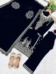 FASHIONABLE VELVET EMBROIDERY SEQUENCE WORK TOP BOTTOM WITH DUPATTA FESTIVAL WEAR WHOLESALE PRICE ETHNIC GARMENT (4)