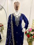 FASHIONABLE VELVET EMBROIDERY SEQUENCE WORK TOP BOTTOM WITH DUPATTA PARTY WEAR WHOLESALE PRICE ETHNIC GARMENT (4)