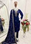 FASHIONABLE VELVET EMBROIDERY SEQUENCE WORK TOP BOTTOM WITH DUPATTA PARTY WEAR WHOLESALE PRICE ETHNIC GARMENT (4)