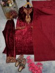 FASHIONABLE VELVET EMBROIDERY SEQUENCE WORK TOP BOTTOM WITH DUPATTA PARTY WEAR WHOLESALE PRICE ETHNIC GARMENT (2)