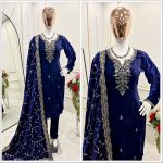 FASHIONABLE VELVET EMBROIDERY SEQUENCE WORK TOP BOTTOM WITH DUPATTA PARTY WEAR WHOLESALE PRICE ETHNIC GARMENT (4)