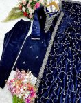 FASHIONABLE VELVET EMBROIDERY SEQUENCE WORK TOP BOTTOM WITH DUPATTA PARTY WEAR WHOLESALE PRICE ETHNIC GARMENT (4)