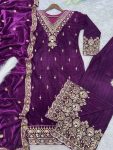 FASHIONABLE VELVET EMBROIDERY SEQUENCE WORK TOP PALAZZO WITH DUPATTA PARTY WEAR WHOLESALE PRICE ETHNIC GARMENT (2)