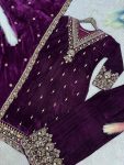 FASHIONABLE VELVET EMBROIDERY SEQUENCE WORK TOP PALAZZO WITH DUPATTA PARTY WEAR WHOLESALE PRICE ETHNIC GARMENT (2)