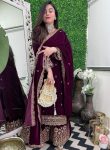 FASHIONABLE VELVET EMBROIDERY SEQUENCE WORK TOP PALAZZO WITH DUPATTA PARTY WEAR WHOLESALE PRICE ETHNIC GARMENT (2)