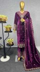 FASHIONABLE VELVET EMBROIDERY SEQUENCE WORK TOP PALAZZO WITH DUPATTA PARTY WEAR WHOLESALE PRICE ETHNIC GARMENT (2)