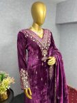 FASHIONABLE VELVET EMBROIDERY SEQUENCE WORK TOP PALAZZO WITH DUPATTA PARTY WEAR WHOLESALE PRICE ETHNIC GARMENT (2)