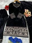 FASHIONABLE VELVET EMBROIDERY WORK TOP BOTTOM WITH DUPATTA PARTY WEAR WHOLESALE PRICE ETHNIC GARMENT (8)