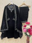 FASHIONABLE VELVET EMBROIDREY SEQUENCE WORK TOP BOTTOM WITH DUPATTA PARTY WEAR WHOLESALE PRICE ETHNIC GARMENT (3)