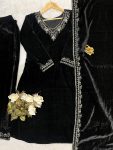FASHIONABLE VELVET EMBROIDREY SEQUENCE WORK TOP BOTTOM WITH DUPATTA PARTY WEAR WHOLESALE PRICE ETHNIC GARMENT (3)