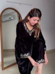 FASHIONABLE VELVET EMBROIDREY SEQUENCE WORK TOP BOTTOM WITH DUPATTA PARTY WEAR WHOLESALE PRICE ETHNIC GARMENT (3)