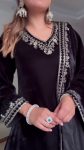 FASHIONABLE VELVET EMBROIDREY SEQUENCE WORK TOP BOTTOM WITH DUPATTA PARTY WEAR WHOLESALE PRICE ETHNIC GARMENT (3)