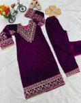 FASHIONABLE VELVET SEQUENCE EMBROIDERY WORK KID’S TOP WITH BOTTOM PARTY WEAR WHOLESALE PRICE ETHNIC GARMENT (5)