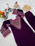 FASHIONABLE VELVET SEQUENCE EMBROIDERY WORK KID’S TOP WITH BOTTOM PARTY WEAR WHOLESALE PRICE ETHNIC GARMENT (5)