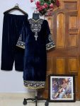 FASHIONABLE VELVET SEQUENCE EMBROIDERY WORK KURTI WITH PALAZZO PARTY WEAR WHOLESALE PRICE ETHNIC GARMENT (12)