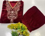 FASHIONABLE VELVET SEQUENCE EMBROIDERY WORK KURTI WITH PALAZZO PARTY WEAR WHOLESALE PRICE ETHNIC GARMENT (15)