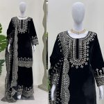 FASHIONABLE VELVET THREAD SEQUENCE WORK TOP BOTTOM WITH DUPATTA FESTIVAL WEAR WHOLESALE PRICE ETHNIC GARMENT (14)