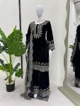 FASHIONABLE VELVET THREAD SEQUENCE WORK TOP BOTTOM WITH DUPATTA FESTIVAL WEAR WHOLESALE PRICE ETHNIC GARMENT (14)