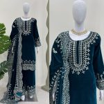 FASHIONABLE VELVET THREAD SEQUENCE WORK TOP BOTTOM WITH DUPATTA FESTIVAL WEAR WHOLESALE PRICE ETHNIC GARMENT (3)