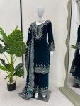 FASHIONABLE VELVET THREAD SEQUENCE WORK TOP BOTTOM WITH DUPATTA FESTIVAL WEAR WHOLESALE PRICE ETHNIC GARMENT (3)