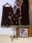 FASHIONABLE VELVET ZARI EMBROIDERY WORK TOP PALAZZO WITH DUPATTA FESTIVAL WEAR WHOLESALE PRICE ETHNIC GARMENT 1 (2)