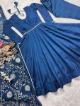 FASHIONABLE VICHITRA SILK PLAIN WORK GOWN BOTTOM WITH DUPATTA EMBROIDERY FESTIVAL WEAR WHOLESALE PRICE ETHNIC GARMENT (7)