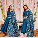 FASHIONABLE VICHITRA SILK PLAIN WORK GOWN BOTTOM WITH DUPATTA EMBROIDERY FESTIVAL WEAR WHOLESALE PRICE ETHNIC GARMENT (7)