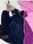 FASHIONALBE VELVET EMBROIDERY WORK TOP BOTTOM WITH DUPATTA FESTIVAL WEAR WHOLESALE PRICE EITHNIC GARMENT (6)