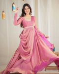 GEORGEOUS CRUSH HAND WORK GOWN DUPATTA WITH BELT PARTY WEAR WHOLESALE PRICE ETHNIC GARMENT (5)