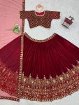 GEORGEOUS VELVET THREAD SEQUENCE WORK LEHENGA CHOLI WITH DUPATTA WEDDING WEAR WHOLESALE PRICE ETHNIC GARMENT (6)