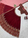 GEORGEOUS VELVET THREAD SEQUENCE WORK LEHENGA CHOLI WITH DUPATTA WEDDING WEAR WHOLESALE PRICE ETHNIC GARMENT (6)