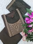 LATEST CHANDERI SILK EMBROIDERY WORK TOP BOTTOM WITH DUPATTA PARTY WEAR WHOLESALE PRICE ETHNIC GARMENT (9)