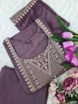 LATEST CHANDERI SILK EMBROIDERY WORK TOP BOTTOM WITH DUPATTA PARTY WEAR WHOLESALE PRICE ETHNIC GARMENT (6)