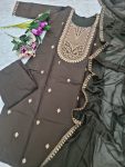 LATEST CHANDERI SILK EMBROIDERY WORK TOP BOTTOM WITH DUPATTA PARTY WEAR WHOLESALE PRICE ETHNIC GARMENT (9)